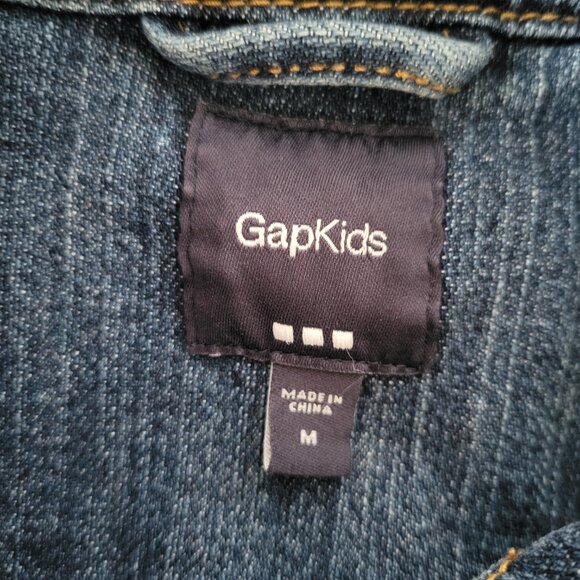 Gap Kids Cotton Denim Cropped Jean Jacket, Girls M, Pink Stitching Detail EUC - Picture 5 of 10